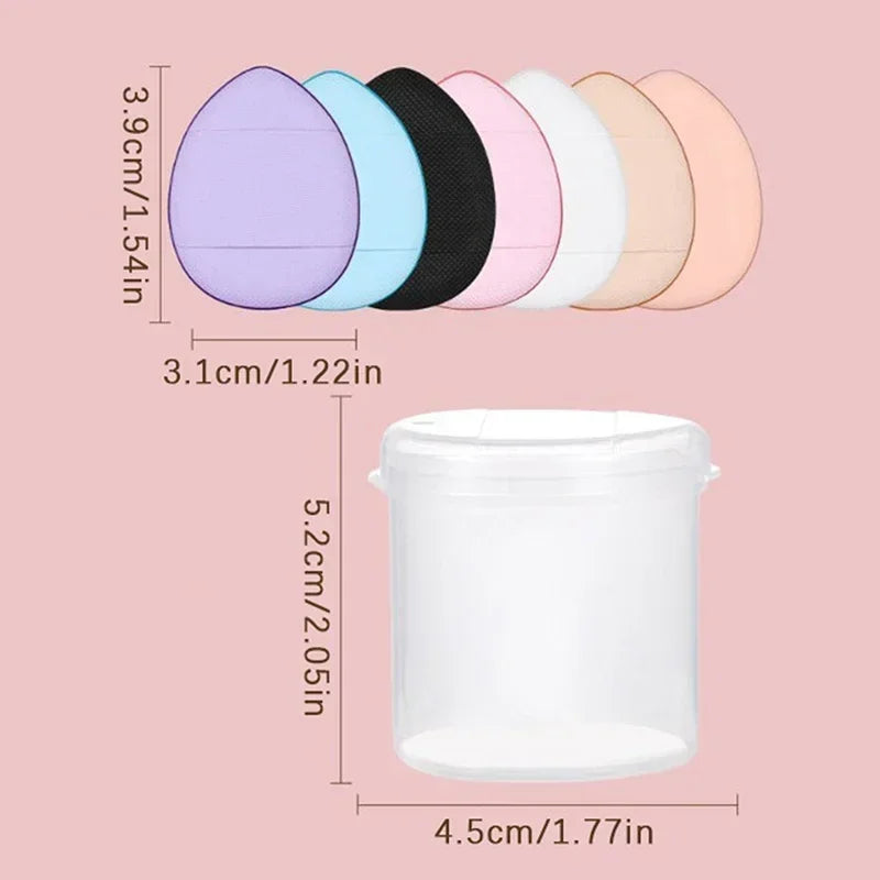 6PCS Foundation With Storage Face Concealer BB Mini Finger Puff Box Cream Cosmetic Applicator Makeup Air Cushion Powder Sponge