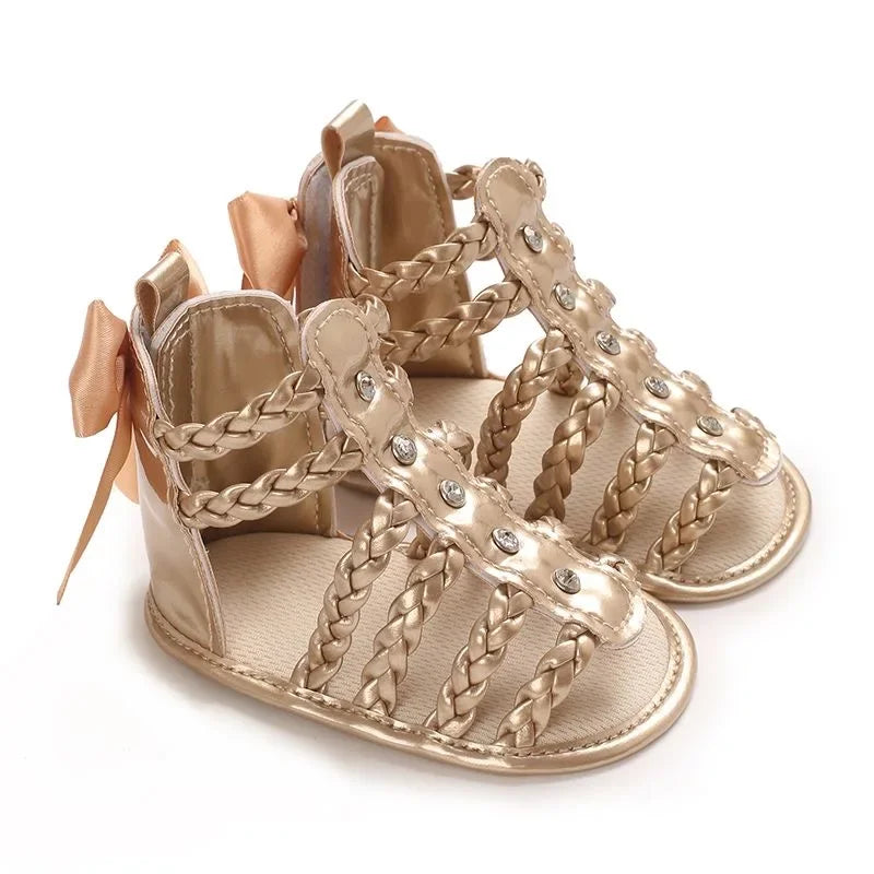 Spring and Summer High-Top Breathable Sandals for Baby Girls 0-12 Months Soft-Soled Toddler Shoes