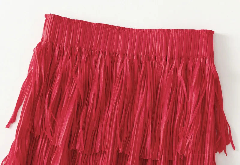 Luxury Multi Solid Colors Pleated Skirt for Women's Large Hem Folds A-line Skirts Female 2025 Loose Fashion Skirts Casual 0666