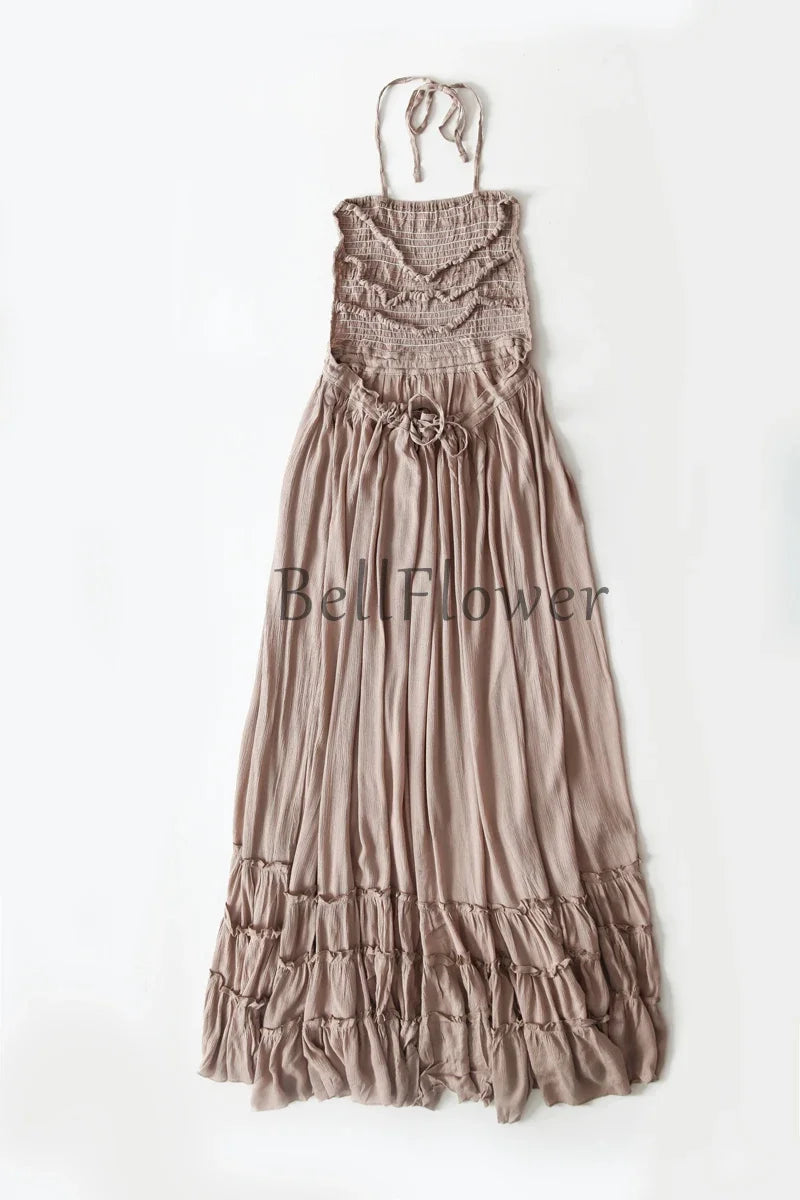 Beach Sexy Boho Maxi Dress Summer Women Backless VERGOODR Smock Holiday Lace Up Cotton Long Dresses Hippie Free Shipping