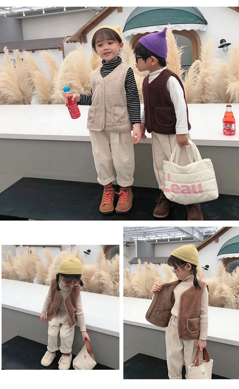 Baby Girl Boys Waistcoat Fleece Soft Warm Vest Autumn Winter Sleeveless Jacket for Children Boy Outerwear Toddler Coat Clothes