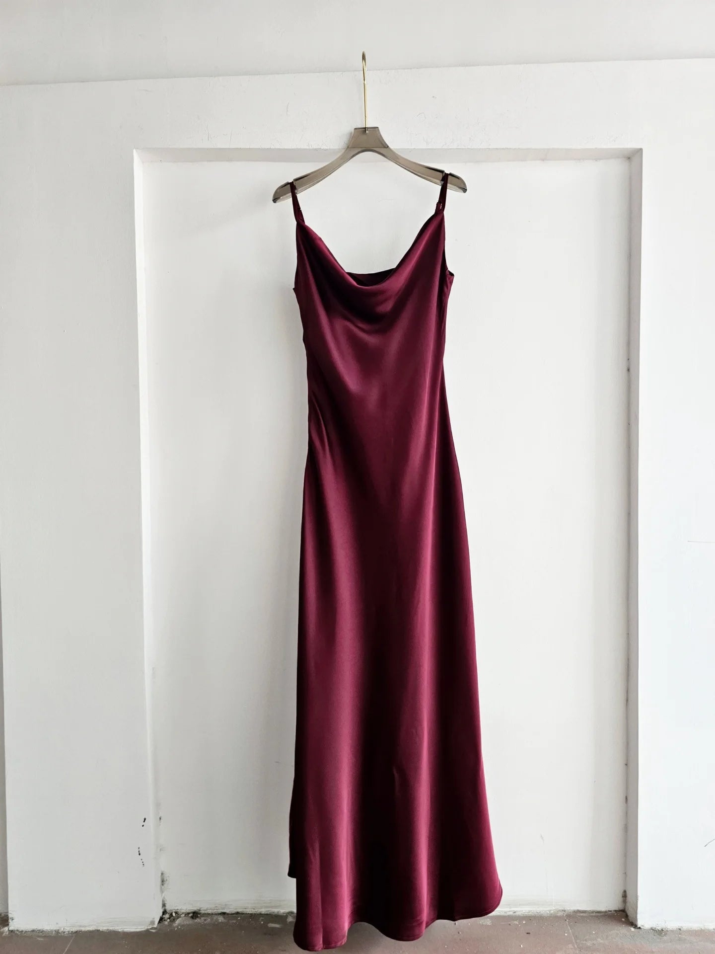 Acetate Satin Long Dress Women's Vacation Gown U-Neck Strapless Luxury Elegant Draped Skirt Three-Dimensional Effect Dyed