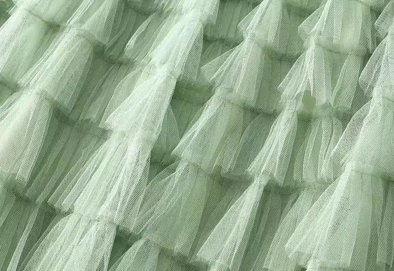 HOT Solid Multilayer Ruffle Mesh Skirt Women Boho High Waist Long Maxi Tulle Skirt Spring Summer Party Women's Clothing