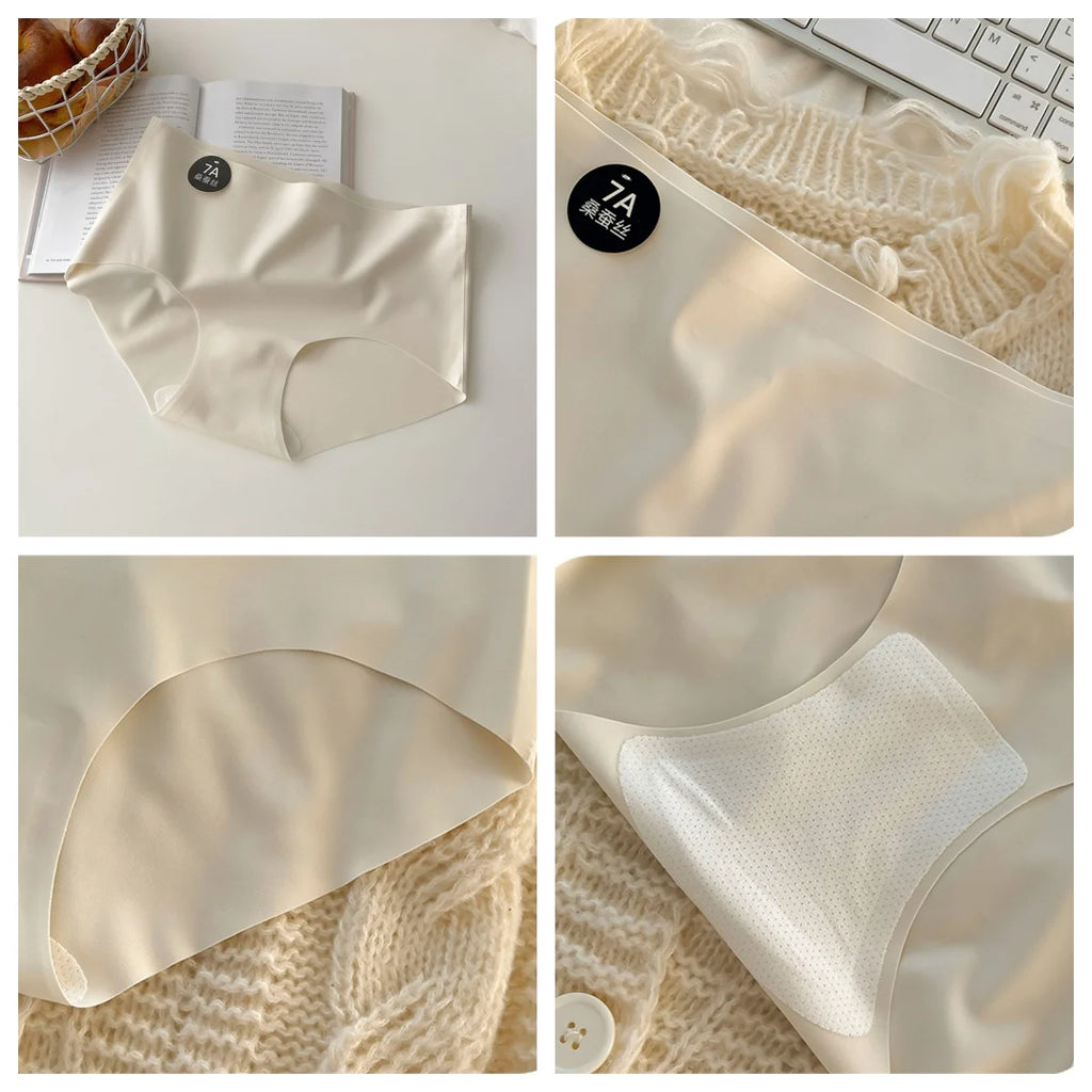4Pcs/Set Women'S Panties Slip Silk Seamless Briefs For Women'S Female Underwear Soft Thin Light Panty Culotte Femme Underpants M-Xl