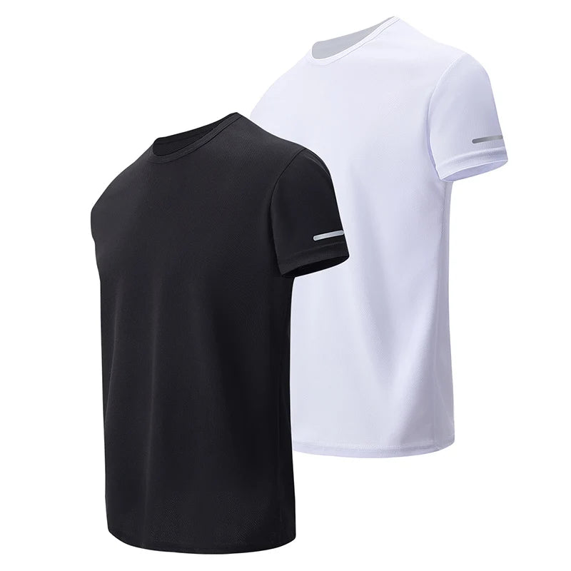 1/4 Pack Men's Solid Mesh Quick-drying Sports Short Sleeve Casual Joker Running Fitness Comfortable Plus-size Pullover T-shirt