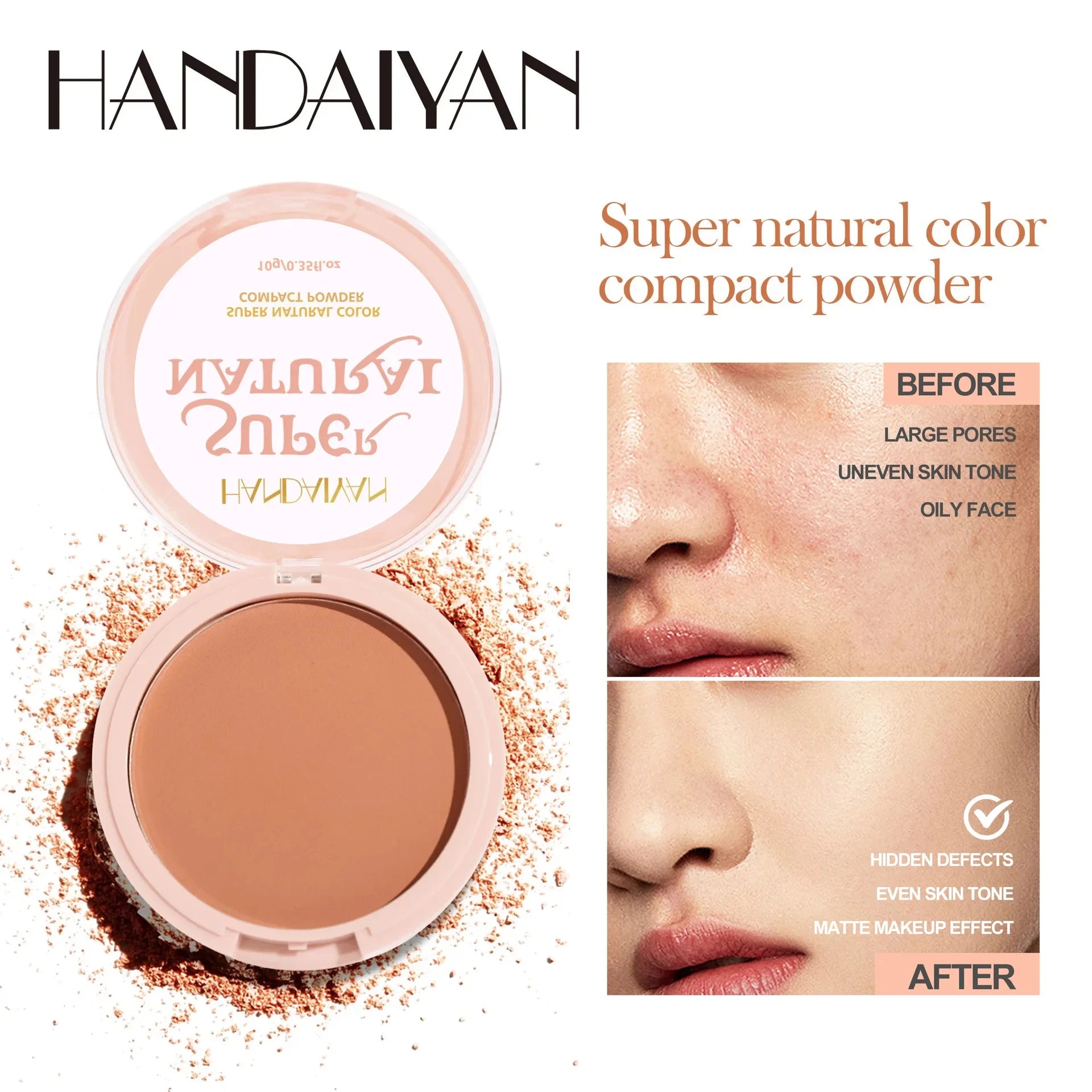 8 Color Matte Face Pressed Powder 24 Hours Oil Control Natural Setting Powder Foundation Full Coverage Waterproof Lasting Makeup