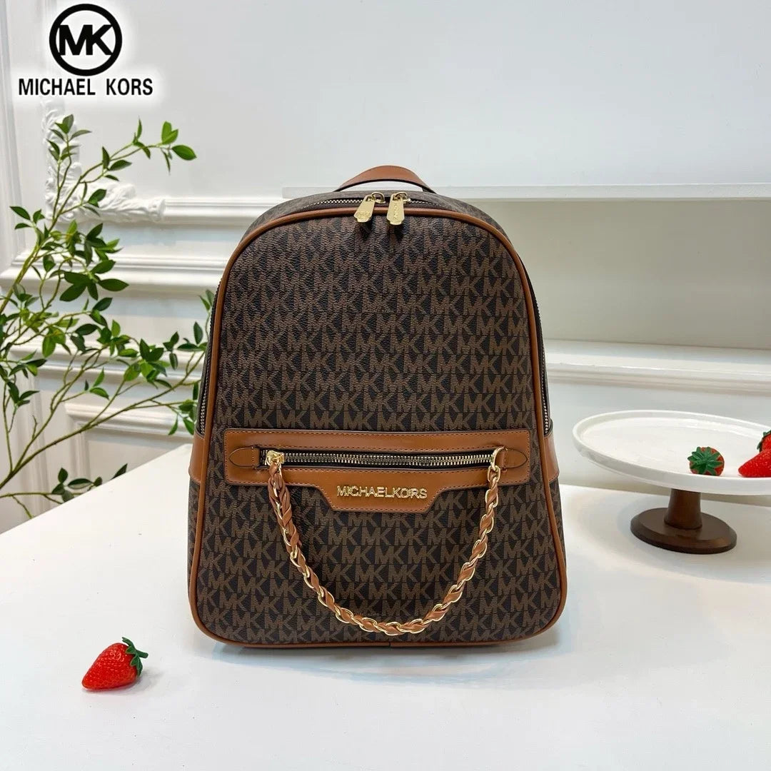 Michael Kors Women's Fashion Leisure Backpack Multi functional Large Capacity Small Backpack MK Outward Vacation Travel Bag