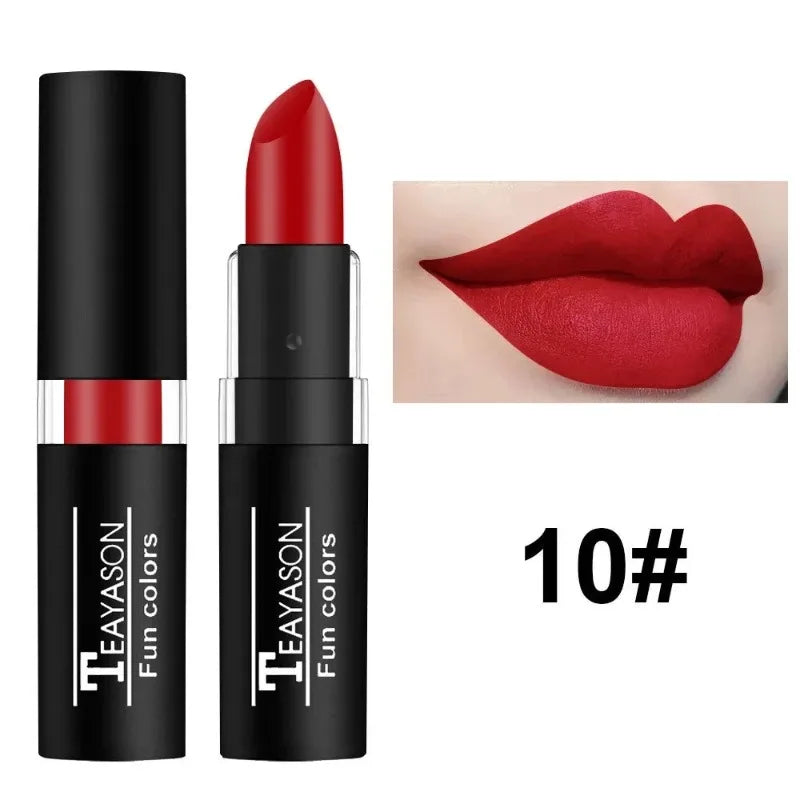 12 Colors Nude Lipstick Matte Velvety Vampire Makeup Punk Black Lip Gloss Smooth Waterproof Lasting Durable Dark Paint Cosmetics