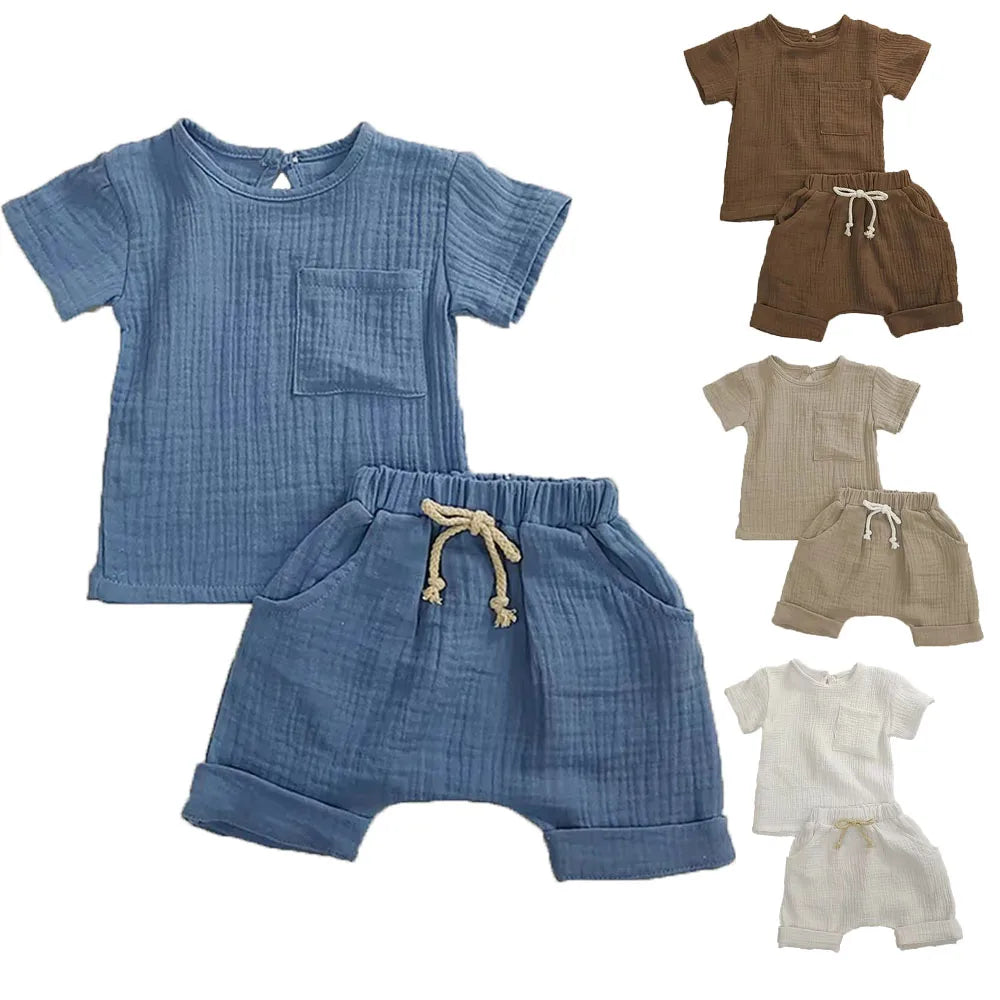 2 Pieces Babies Outfit Set Cotton Newborn Baby Girl Clothes Boys Toddler Romper T-Shirts And Shorts Infant Design Soft Clothes
