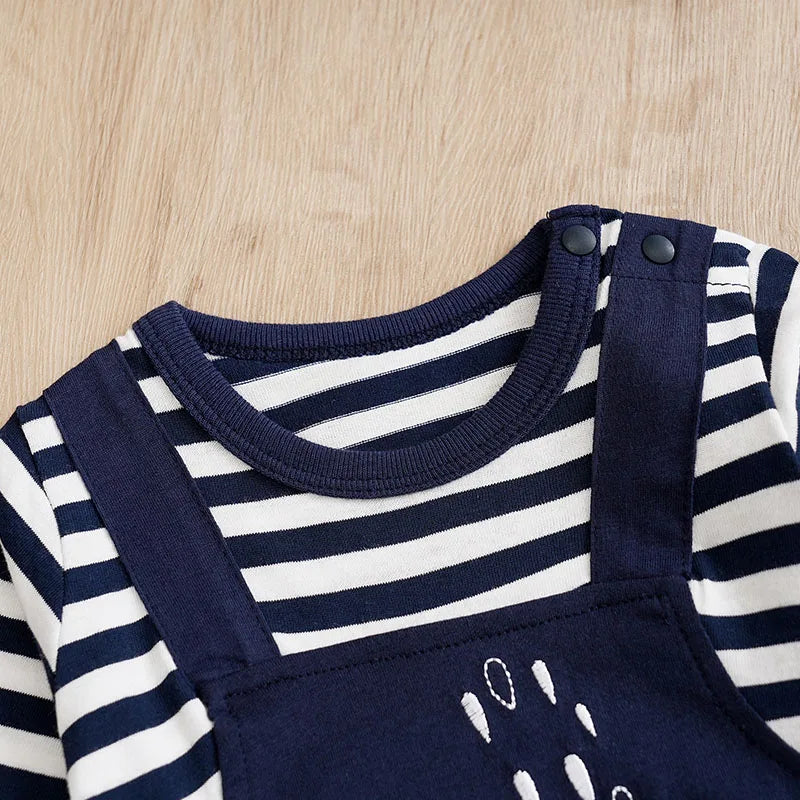 Baby Boys Girls Unisex Newborn Onesies Romper 0-18 Months Toddler Clothing Infant Long Sleeve Striped Elephant Cotton Jumpsuit