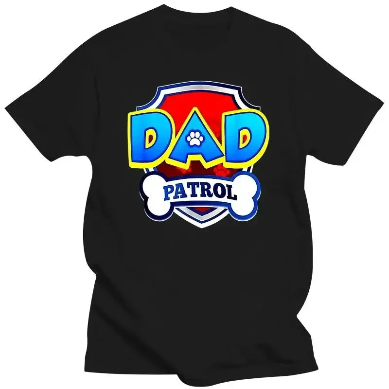Large Size Mens Clothing Dad Patrol Shirt Dog Funny Birthday Black T-Shirt Size Birthday Tee Shirt