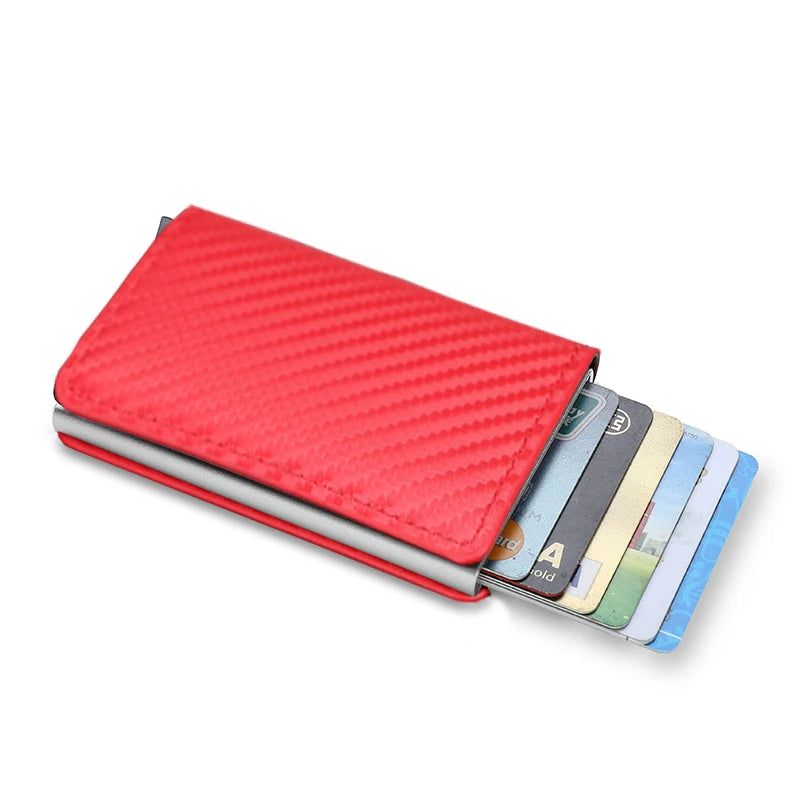 Carbon Fiber Credit Card Holder Wallets Men Brand Rfid Black Magic Trifold Leather Slim Mini Wallet Small Money Bag Male Purses
