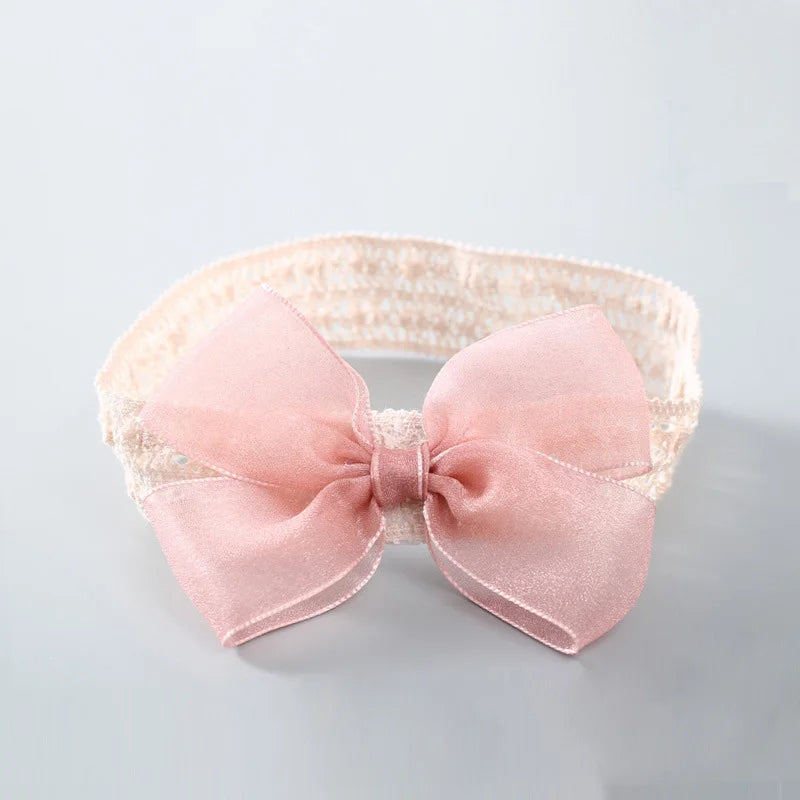 White Lace Bow Baby Headbands for Girl Cute Bowknot Hair Band Elastic Infant Turban Newborn Headwear Baby Hair Accessories 머리띠