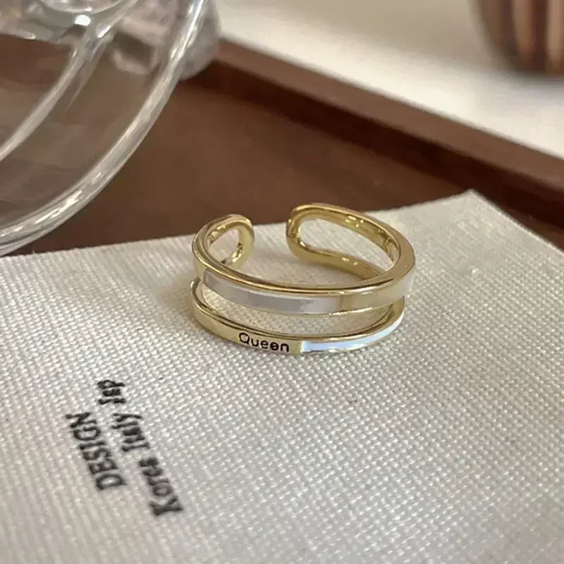 New Irregular Opening Pearl Ring Two-Piece Set For Women'S Fashionable Personalized Daily Accessory Jewelry Birthday Gifts