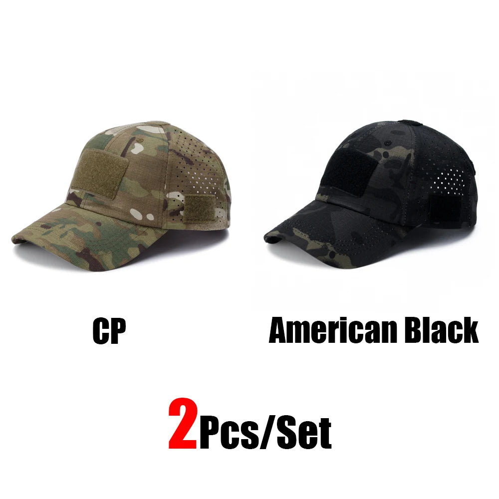 1/2Pcs New Men Camouflage Baseball Cap Breathable Sunscreen Hat Outdoor Sports Hunting Hiking Camping Beach Fishing Sun Hat