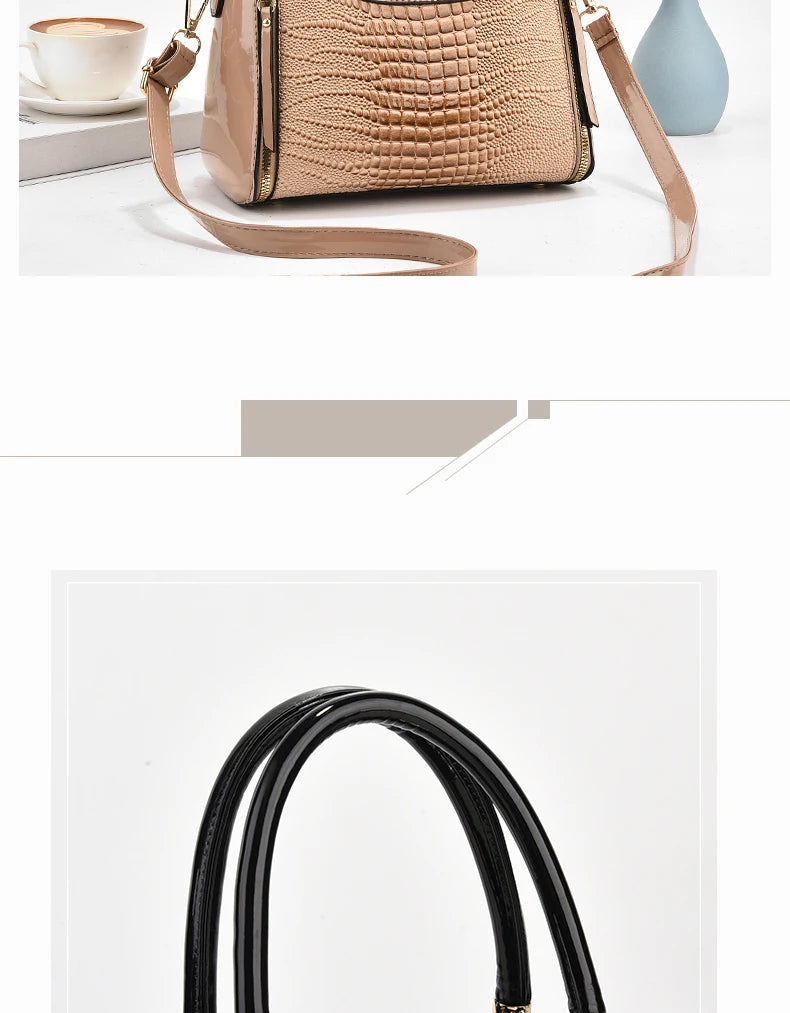 Stylish senior crocodile print women's handbag, temperament all large capacity single shoulder crossbody bag