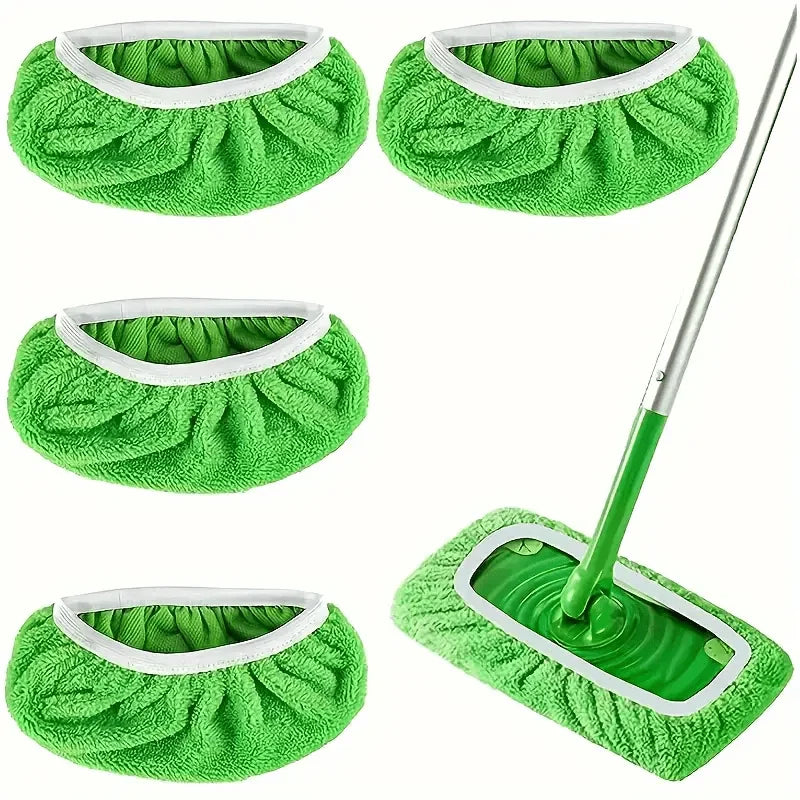 4 Reusable Mop Pads with High Water Absorption and Ultra-fine Fiber Cleaning Pads That Can Firmly Adhere To Most Standard Mops