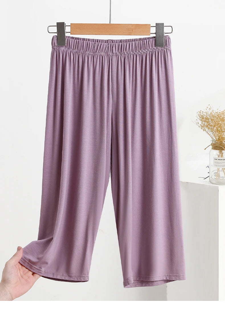Modal Loose Sporty Summer Sleepwear Women's Casual Pants Straight Leg Wide Leg Big Size Thin Short Shorts Home Comfortable