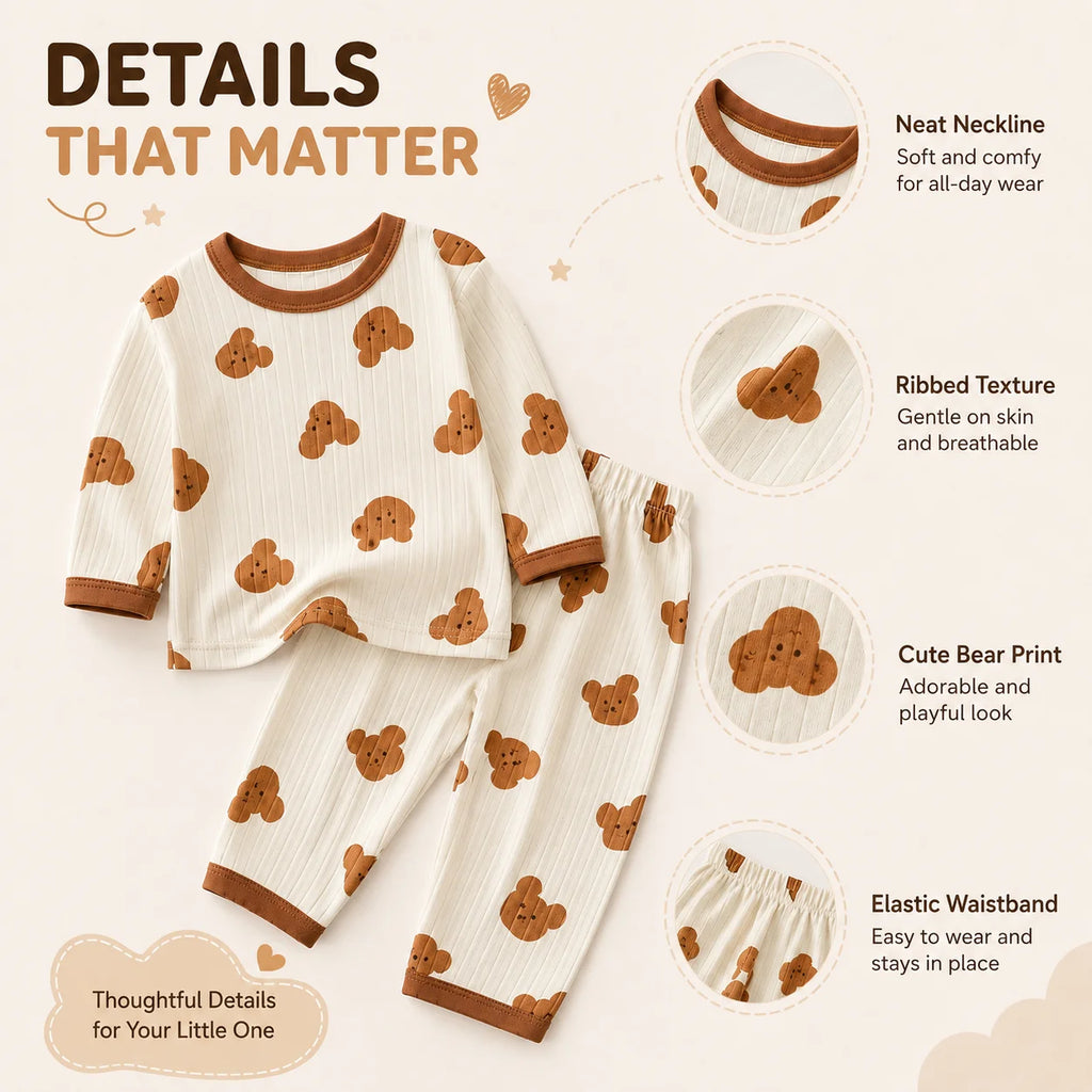 Baby Boy pajamas Children Loungewear Long Sleeve Pajamas Cute Deisgn Lightweight and Comfortable Fabric Sleepwear Outfit