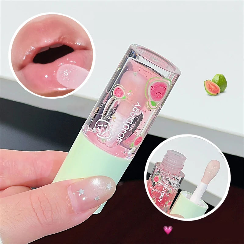 Guava Peach Lip Oil Plump Moisturizing Non-sticky Hydrating Lip Gloss Long-lasting Clear Liquid Lip Balm Make Up Korean Beauty