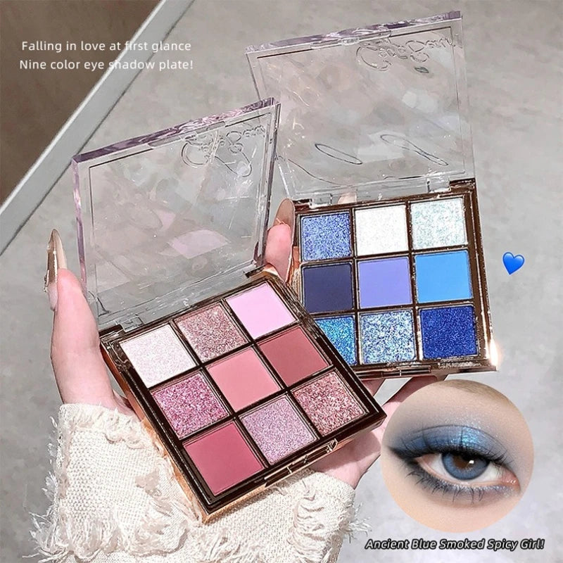 Luminous Illusion 9 Color Eyeshadow Palette,Multi-purpose Matte & Glitter Eyeshadow,High Pigment Long Lasting Eye Shadow Makeup