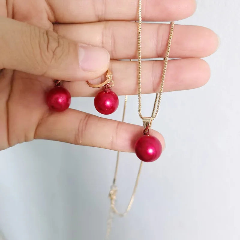 Fashion Pearl Jewelry Set For Women'S Dangle Earrings Pendant Necklace Dainty Daily Wear Outfit Accessories