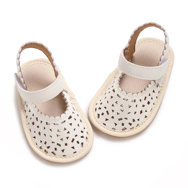 0-18M Baby Girls Summer Fashion Classic Minimalist Hollow Sandals Anti-Slip Casual Walking Shoes
