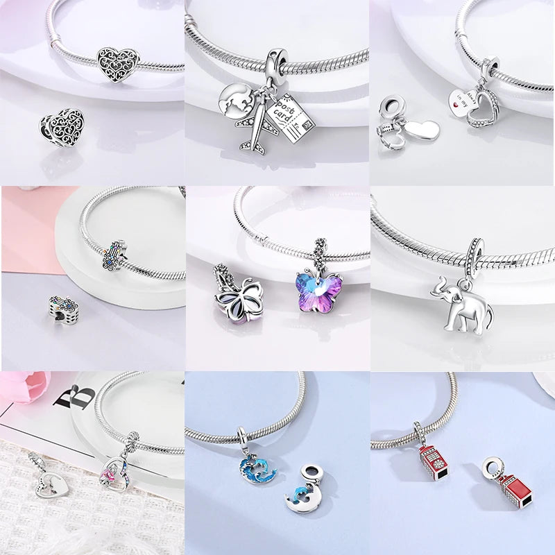 2026  Design 925 Sterling Silver Heart Infinity Charms Bead Original Fit Bracelet Necklace DIY Jewelry for Women