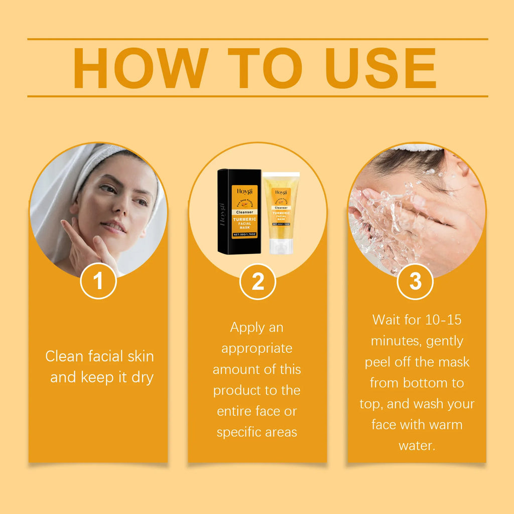 Turmeric Cleanser Oil Control Dark Spot Removal Anti Acne Deep Cleansing Shrink Pore Brightening Moisturizing Vitamin C Cream