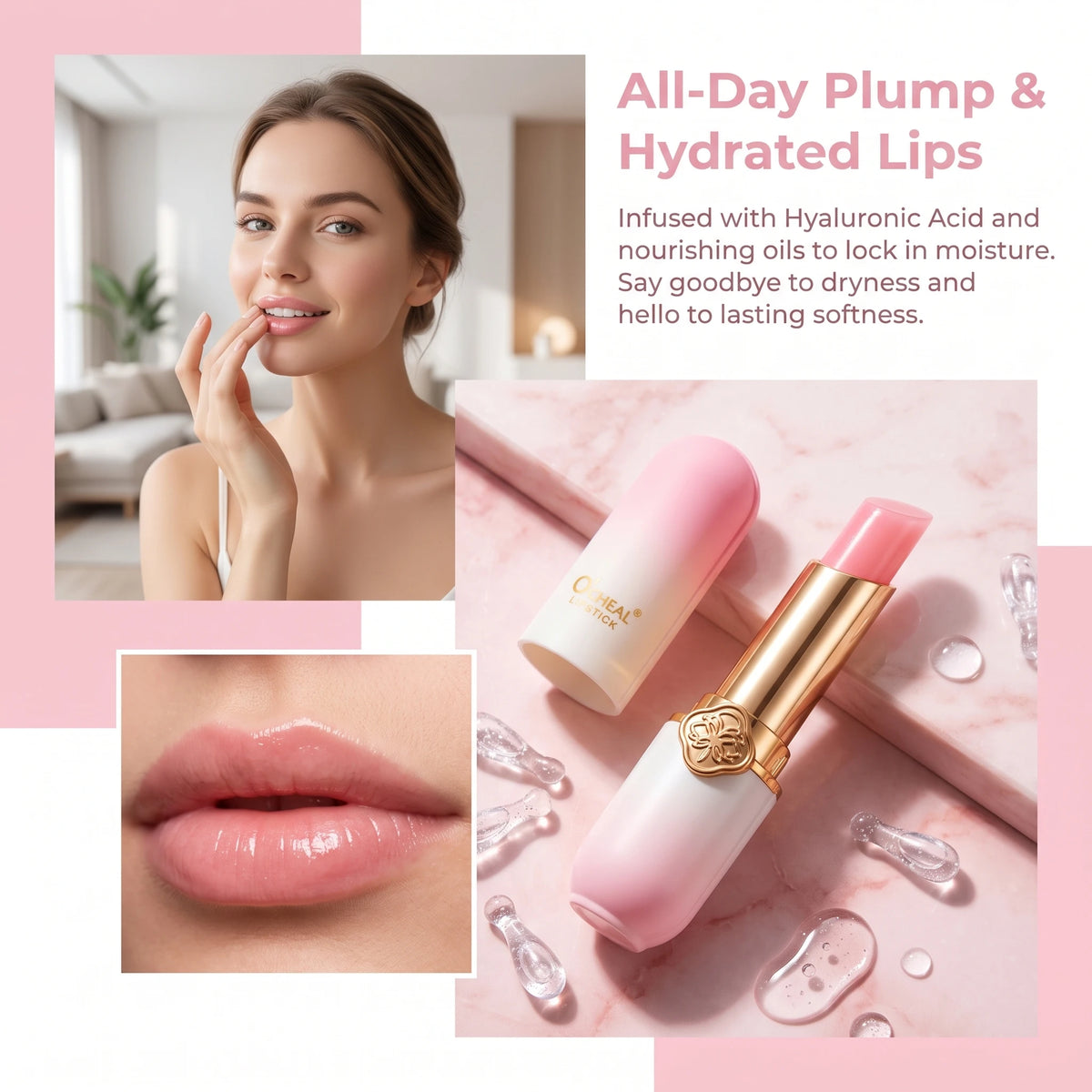 Twist Up Solid Lipstick Stick Moisturizing Pink Shine Glossy Long Lasting Smooth Lip Color Crayon Party Festival Daily Makeup
