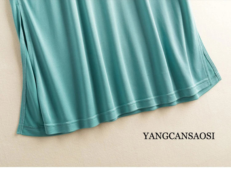 Women's Casual Summer New 23% Natural Mulberry Silk Side Slit V-neck Loose Shoulder Short Sleeved Solid Color Base Knitted Dress
