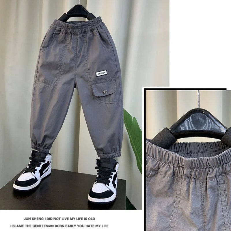 New Spring Autumn Fashion Boys Pants Loose And Comfortable Design Sport Overalls Cargo Trousers For 2-10 Years Old Kids