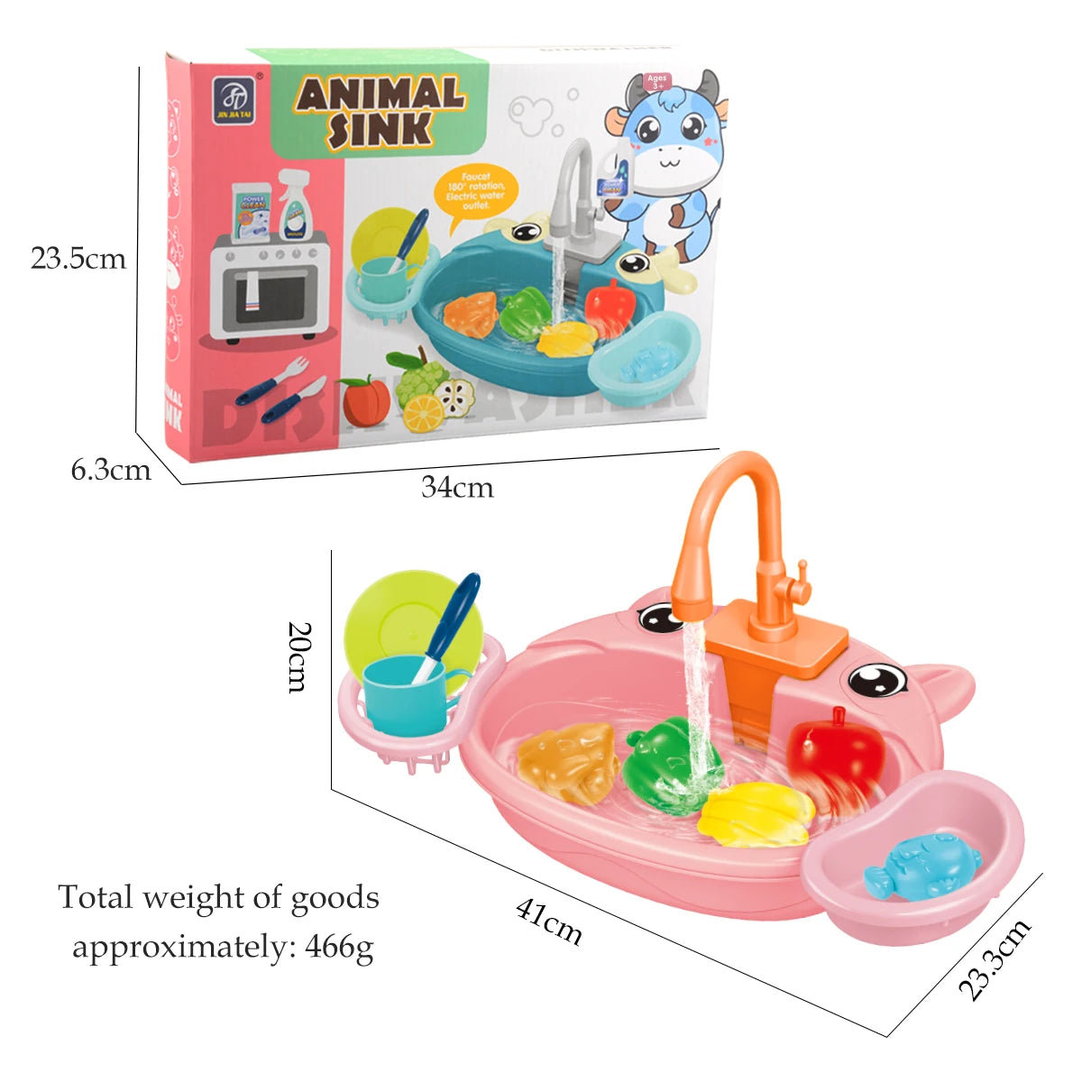 Juguetes de lavavajillas para fregadero de cocina, juguete de fregadero de cocina para niños pequeños, sistema de ciclo de agua automático eléctrico, regalos de juguete para niños