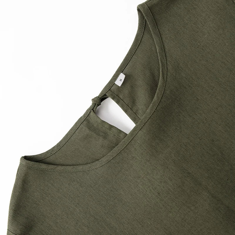 Cotton Linen Dresses For Women 2026 Casualshort Sleeve Back Bandage Harajuku Long Dresse Ladies Dresses Summer Sale Vestidos