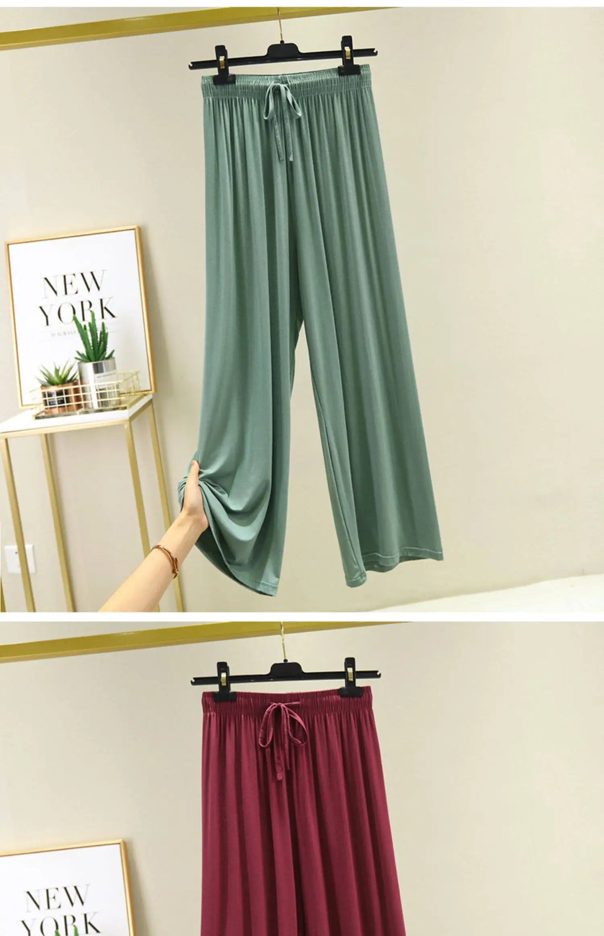 VGVFHZY Women's Wide Leg Pants High Waist Casual Loose Ice Silk