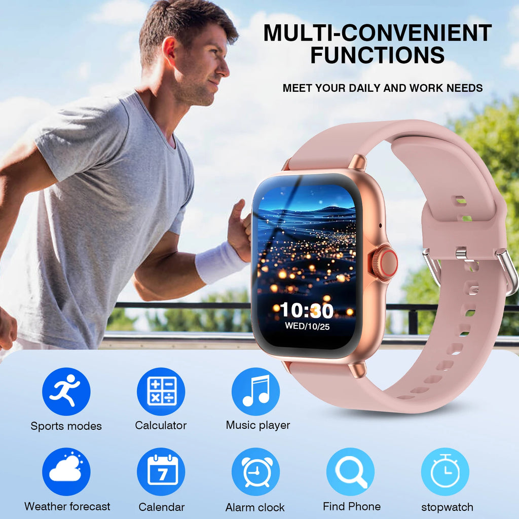 1.83" Touch Screen Smart Watch - Wireless Calling, Silicone Band