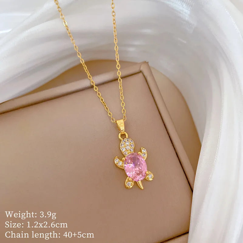 Full Zircon Cross Necklace For Women'S Gold Color Anti-Tarnish Titanium Steel Jewelry