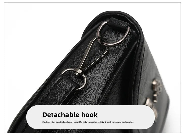 Soft Faux Leather Crossbody Bag, Metal Kangaroo Logo Mini Shoulder Purse, Adjustable Thin Strap Messenger Handbag for Women