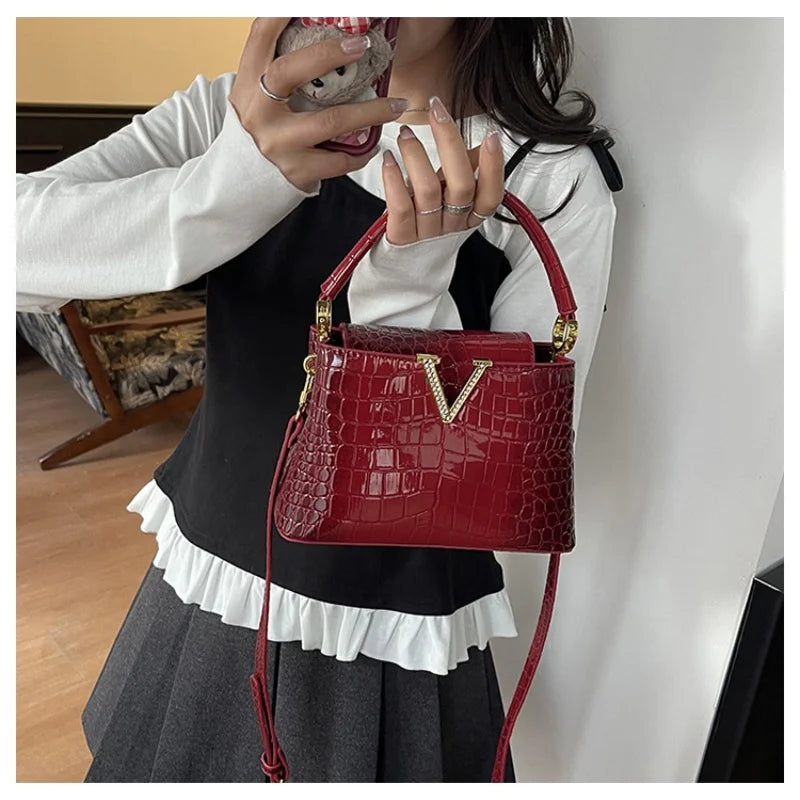 2025 New PU Pattern Leather Women Handbags Luxury Fashion Small Shoulder Messenger Bag Portable Crossbody Shell Bags