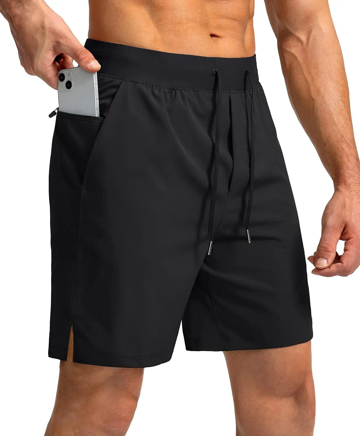 Ice Silk Cooling Shorts For Men Quick Dry Running Fitness With Zipper Pockets Loose Fit Athletic Gym Wear