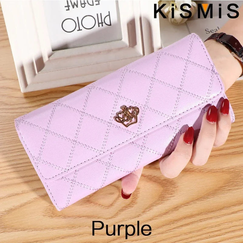 Womens Plaid PU Leather Wallet Long Wallet with Phone Bag Coin Pocket Card Holder Slim Purse