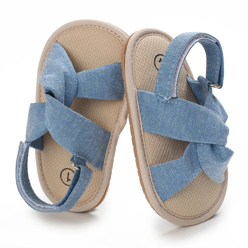 Sweet 0-18M Baby Cute Open Toed Pre School Summer Sandals Blue Princess Casual Soft Rubber Bottom Anti Slip Single Shoe Women's