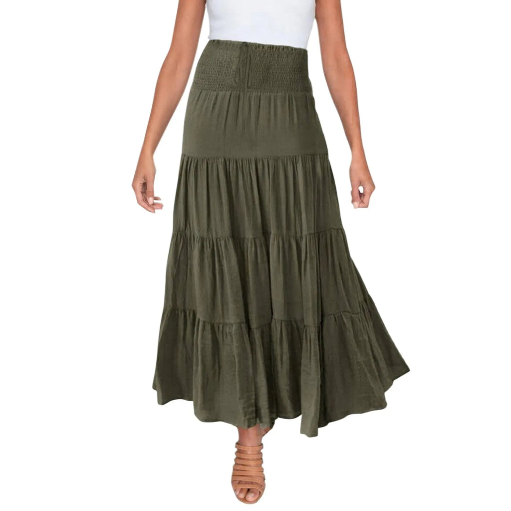 Boho High Waist Maxi Skirt – Flowy A-Line Beach & Casual Style