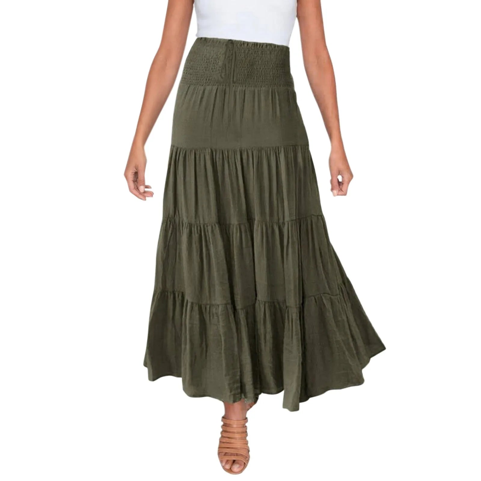 Boho High Waist Maxi Skirt – Flowy A-Line Beach & Casual Style