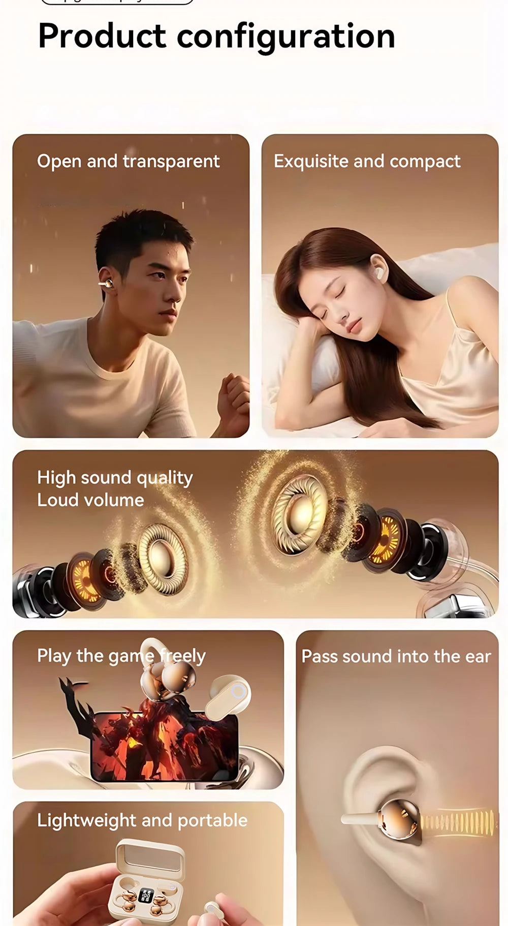 Twin Earphone Open In-ear Type HIFI Bass 2in1 Low-Latency Game Headset High-definition Electric Quantity Digital Display Earplug