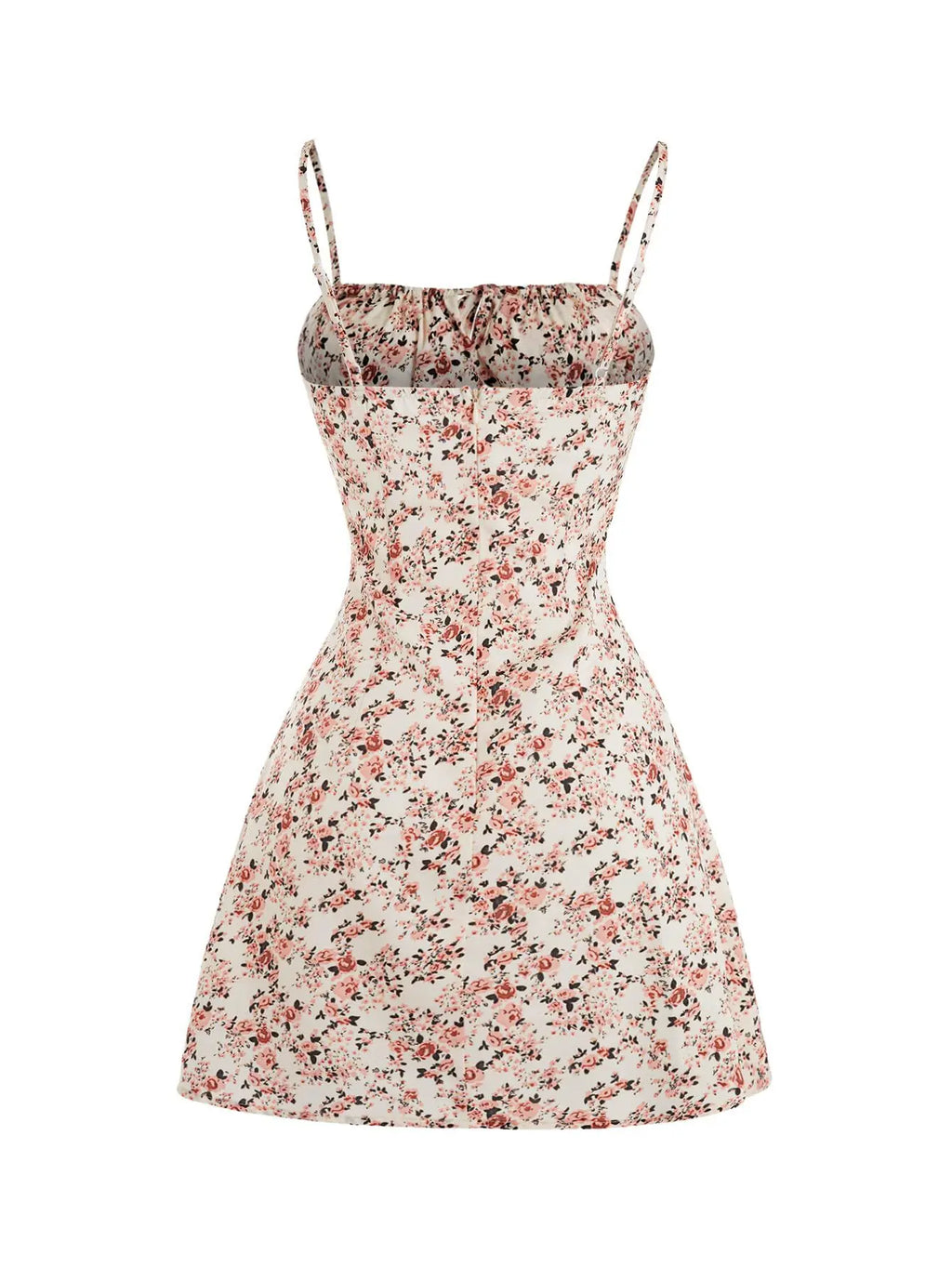 Women Sleeveless Cami Dress Floral Printed Tie Strap Square Neck Ruched Flowy Short Dress for Beach Vacation