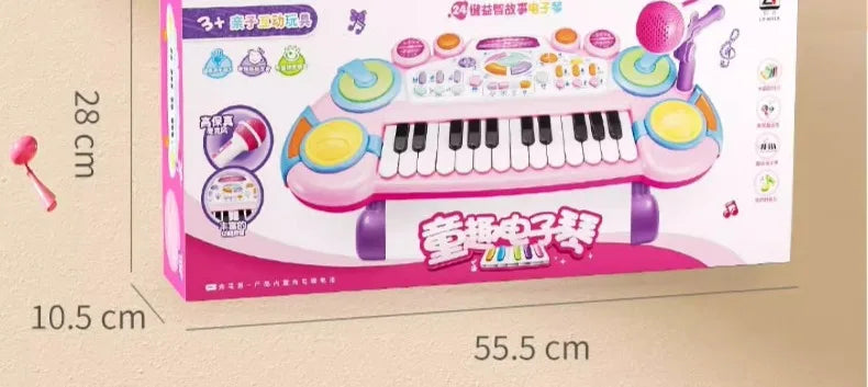24 Key Kids Piano Keyboard with Microphone Electronic Musical Instrument Interactive Learning Toy Educational Gift for Girls Boy