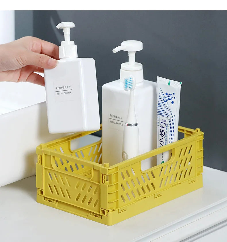 Foldable Storage Basket Wardrobe Organizer Box Kitchen Bathroom Accessories Gadgets For Clothes Toy Spices Condiments Vegetables