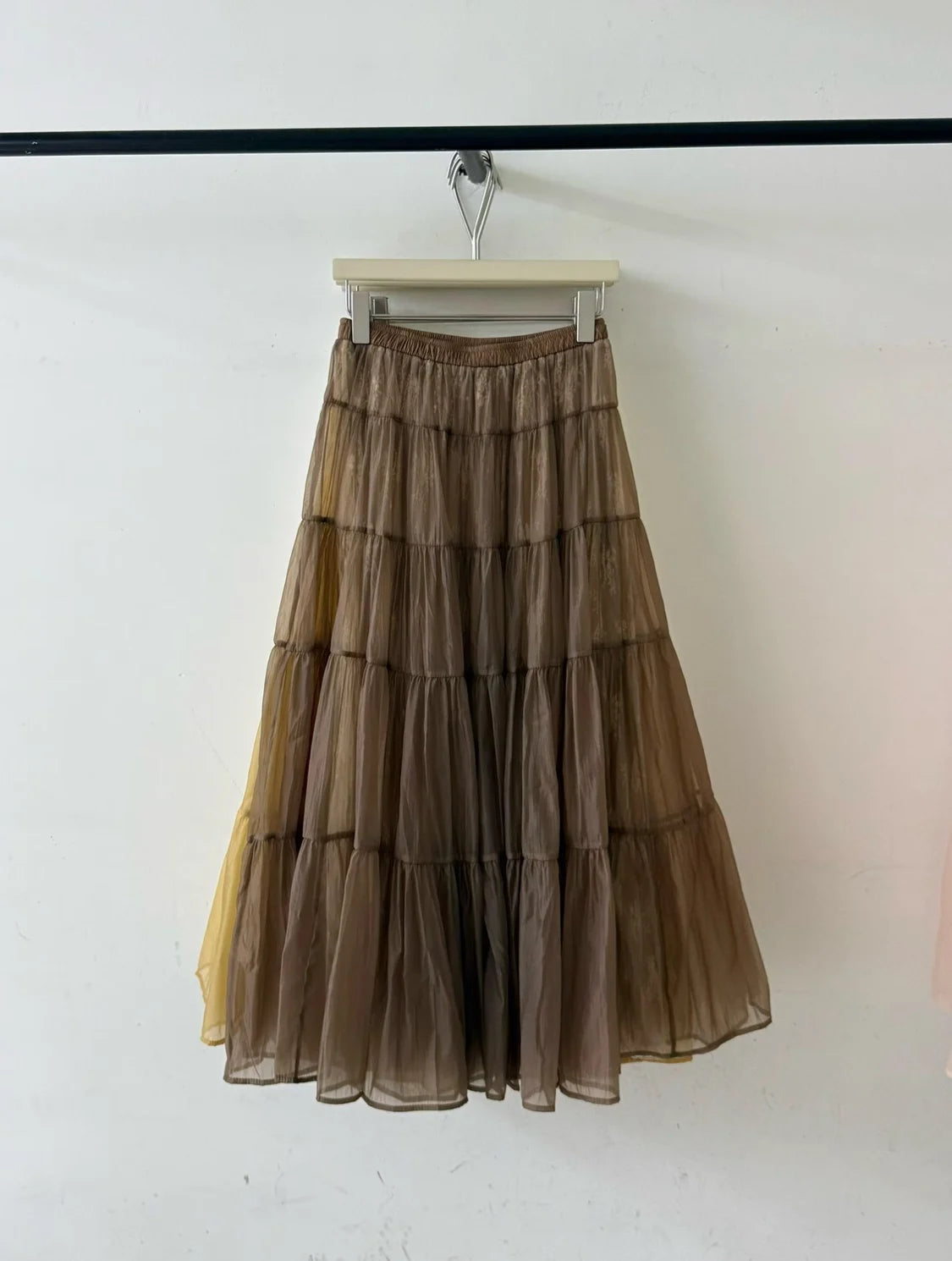 Summer New Style Women's Midi Skirt Cake Skirt Loose Fit High Waist Polyester Fiber Splice Sweet  Color Maxi Half-length