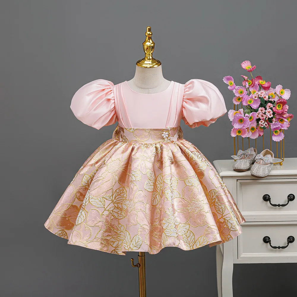 HETISO Flower Girl Dresses for Wedding Summer Embroidery Children's Elegant Birthday Party Princess Prom Gown 1-7 Years